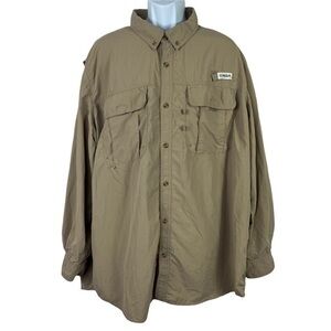Magellan Outdoor Men Fishing Shirt buttons Down Brown Sz 3XL